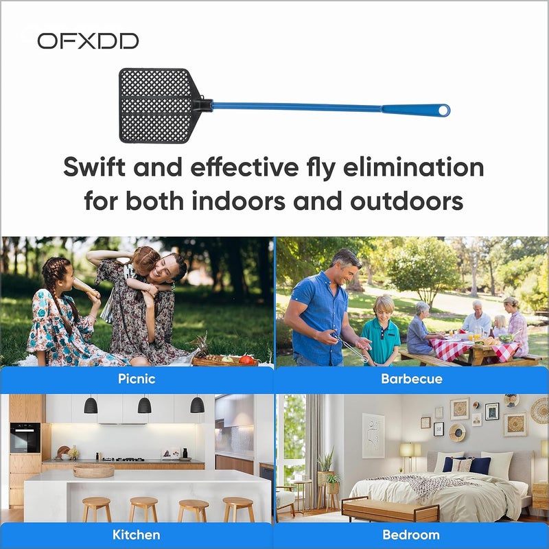 OFXDD مبيد ذباب مطاطي، عبوة مبيدات ذباب طويلة، مبيد ذباب ثقيل (3 عبوات) (أزرق) - Image 3